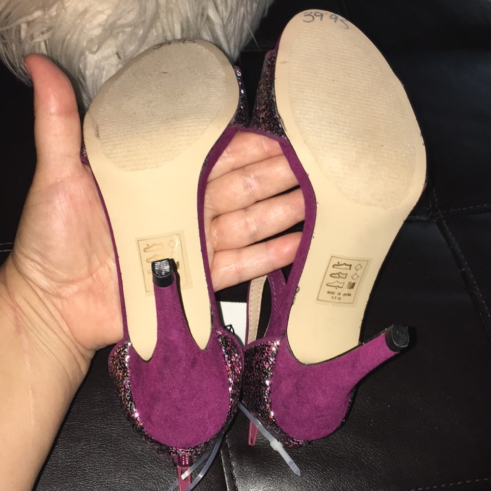 Glitter Ruby Faux Suede Heeled Sandals - Picture 5 of 8